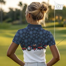 Load image into Gallery viewer, Blue snowflake pattern Christmas Women Golf Polo Shirts custom ladies golf attire, unique golf gifts NQS10865