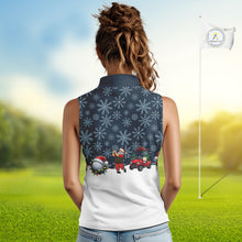 Load image into Gallery viewer, Blue snowflake pattern Christmas Sleeveless Golf Polo Shirt custom golf attire, unique golf gifts NQS10865