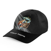 Load image into Gallery viewer, Personalized Black camo Redfish, Trout, Flounder Fishing baseball cap, Texas Slam fishing hats NQS10143