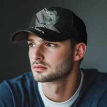 Load image into Gallery viewer, Personalized Black camo Striped Bass Fishing baseball cap, Striper fishing hats for men, women NQS10144