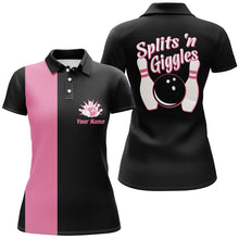 Load image into Gallery viewer, Splits'n Giggles Bowling polo Shirt For Women Personalized pink retro bowling Jersey NQS5967