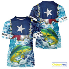 Load image into Gallery viewer, Texas Mahi Mahi Fishing blue ocean camo custom Mahi Mahi long sleeves performance fishing shirts NQS10000