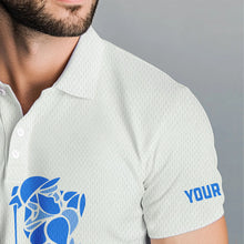 Load image into Gallery viewer, Blue Leopard argyle pattern matching golf shirt for couples custom his and hers matching golf outfits NQS9736