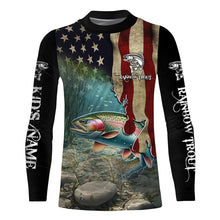 Load image into Gallery viewer, Rainbow Trout Fishing American Flag Patriotic Custom UV protection fishing shirt, Trout fishing jerseys NQS497