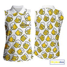 Load image into Gallery viewer, Funny Yellow beer pattern Women Sleeveless Polo shirt custom fun golf shirts, cool golf gifts NQS10301