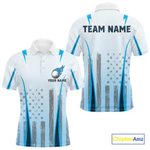 Load image into Gallery viewer, Blue American Flag Golf Polo Shirts For Men custom men's patriotic golf shirts, best golf gifts NQS10934