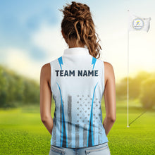 Load image into Gallery viewer, Blue American Flag Women Sleeveless Polo Shirt custom ladies's patriotic golf shirts, best golf gifts NQS10934