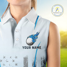Load image into Gallery viewer, Blue American Flag Women Sleeveless Polo Shirt custom ladies's patriotic golf shirts, best golf gifts NQS10934