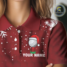 Load image into Gallery viewer, Red Christmas Golf Ball snowflake Women's Golf Polo shirts Custom Xmas Team Golf Outfits NQS10950