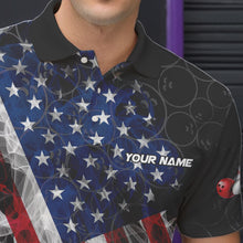 Load image into Gallery viewer, Smoke American Flag Black Bowling Camo shirts for men Custom patriotic Team bowling jersey NQS9779