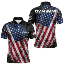 Load image into Gallery viewer, Smoke American Flag Black Bowling Camo shirts for men Custom patriotic Team bowling jersey NQS9779
