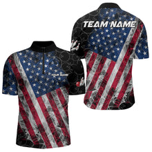 Load image into Gallery viewer, Smoke American Flag Black Bowling Camo shirts for men Custom patriotic Team bowling jersey NQS9779