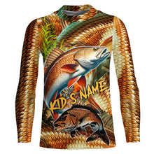 Load image into Gallery viewer, Personalized Redfish drum Fishing jerseys, redfish scales long sleeve fishing shirts uv protection NQS3687