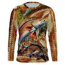 Load image into Gallery viewer, Personalized Redfish drum Fishing jerseys, redfish scales long sleeve fishing shirts uv protection NQS3687