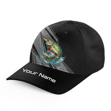 Load image into Gallery viewer, Personalized Black camo Northern Pike Fishing Hats, Pike fishing hats for men, women NQS9925