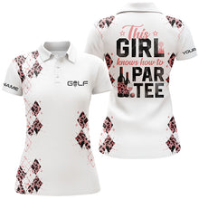 Load image into Gallery viewer, Pink leopard argyle white Womens golf polo shirts custom golf wine this girl knows how to par tee NQS6102