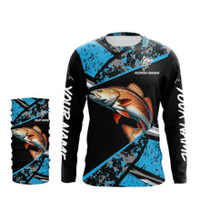 Load image into Gallery viewer, Redfish Drum fishing Blue camo Long Sleeve Performance Fishing Shirt custom Redfish fishing jerseys NQS9348