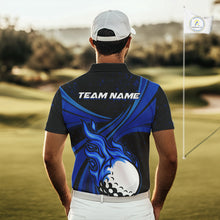 Load image into Gallery viewer, Black and Blue Golf ball Flame Golf Polo Shirts For Men Custom men's golf clothing, best golf gifts NQS10864