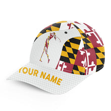 Load image into Gallery viewer, Girls golf hat for women custom name Maryland flag patriot baseball women's golf cap NQS7468