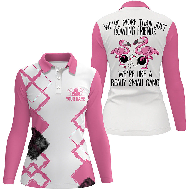 Pink personalized bowling shirt for women – custom name design side view