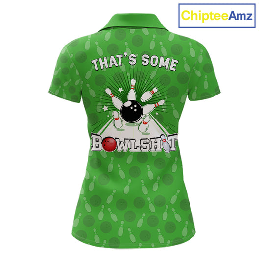 Custom Retro Bowling Team Shirts For Women That's some bowshit Funny Bowling Pattern Jerseys | Green NQS11511