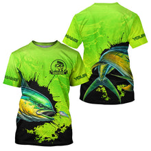 Load image into Gallery viewer, Personalized Mahi mahi fishing Performance long sleeve Fishing Shirt, Dorado fishing jerseys | Green NQS6921