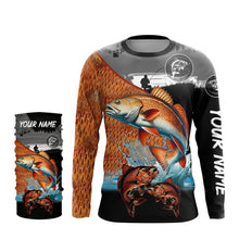 Load image into Gallery viewer, Redfish fishing scales customize performance long sleeves Fishing shirts, Red drum fishing jerseys NQS6955