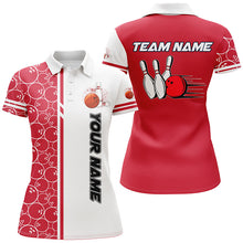 Load image into Gallery viewer, Women Bowling Polo, 1/4 Zip Shirt Custom white & red camo vintage bowling shirt, ladies bowling jersey NQS8177