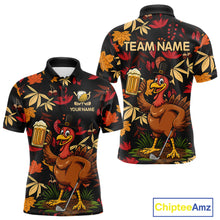 Load image into Gallery viewer, Funny Turkey Golf Beer Thanksgiving golf shirt Custom Funny golf shirts for men, mens golf clothes NQS10964