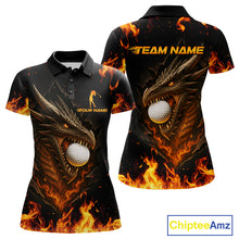Load image into Gallery viewer, Flame Dragon Golf Polo Shirts For Women Custom Dragon team ladies golf outfits, cool golf gifts NQS10861