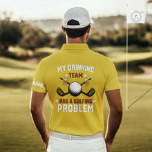 Load image into Gallery viewer, Yellow argyle pattern Beer Golf Polo Shirts For Men Custom My drinking team has a golfing problem NQS10863