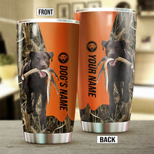Load image into Gallery viewer, Chocolate Labrador Retriever Birds & Deer shed Hunting Dog Custom name Stainless Steel Tumbler Cup FSD4286