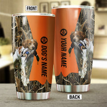 Load image into Gallery viewer, Brittany Birds & Deer shed Hunting Dog Custom name Stainless Steel Tumbler Cup FSD4295