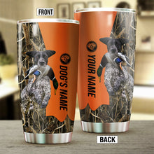 Load image into Gallery viewer, Black and white GSP Birds & Deer shed Hunting Dog Custom name Stainless Steel Tumbler Cup FSD4328