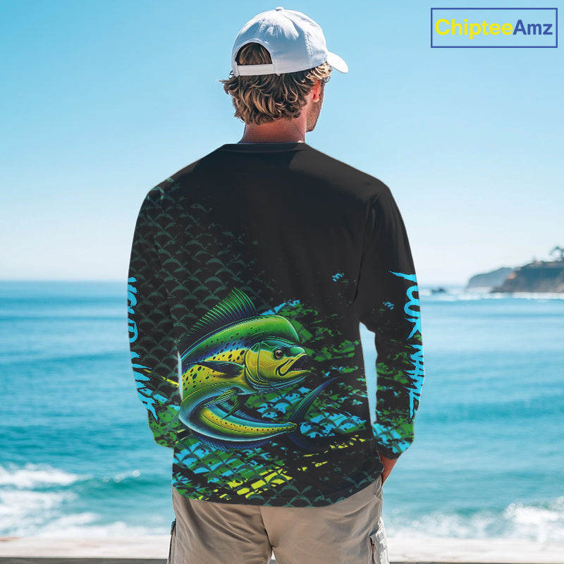 Mahi Mahi Fishing Custom 3D UV Protection Fishing Shirt, Mahi Mahi Long Sleeve Fishing Shirt NHT409