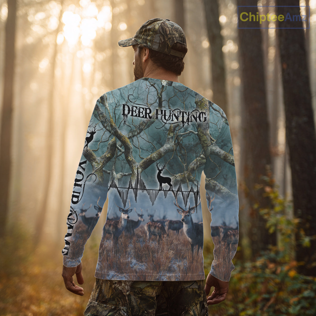 Deer Hunting Shirt 3D All-Over Print with Deer & Forest Camo For Deer Hunters – Custom Name NHT26