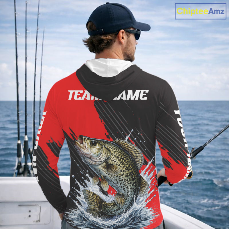 Crappie Fishing Long Sleeve Hooded Tournament Shirts, Personalized Crappie Fishing Jerseys NHT586