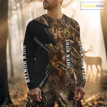 Load image into Gallery viewer, Duck Hunting Camo Shirt with Chocolate Lab – All Over Print, Perfect Gift for Waterfowl Hunters NHT243
