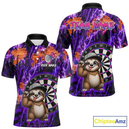 Funny Sloth Dartboard Jersey For Men Dart Team Shirts Dart League Polo & 1/4 Zip