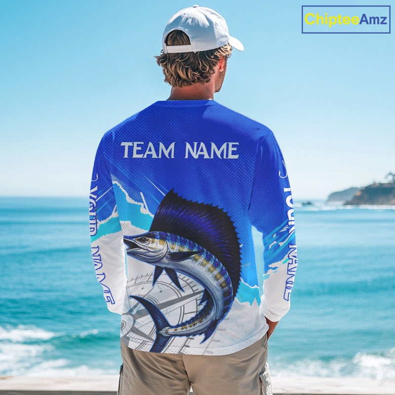Sailfish Fishing Custom Fishing Shirts Long Sleeve For Men, Sailfish Saltwater Fishing Shirt NHT644