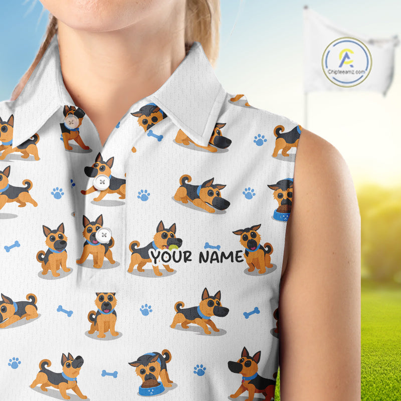 Womens Golf Polo Shirt Custom Funny German Shepherd Dog Team Womens Golf Top, Dog Lover Gift NBT541