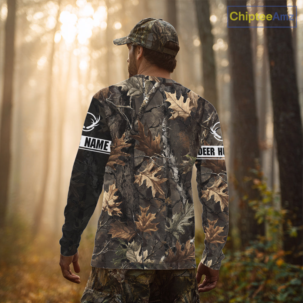 Personalized Whitetail Deer Hunting Fall Season Camo Printing Shirts Deer Hunting Gift Hoodie NBT323