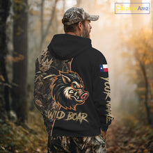 Load image into Gallery viewer, Custom Brown Camo with TX Flag Boar Hunting Shirts for Men, Boar Hunting Clothes, Hunting Gifts NBT188