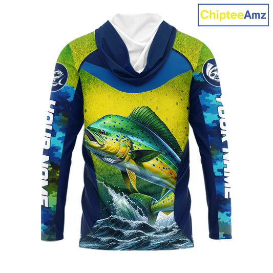 Custom Mahi Mahi Fishing Shirts For Team, Custom Saltwater Fishing Shirts|Blue NBT469