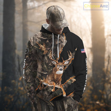 Load image into Gallery viewer, Whitetail Deer Hunting Brown Camo with Scope US Flag Shirts, Deer Hunting Clothes for Hunters NBT230