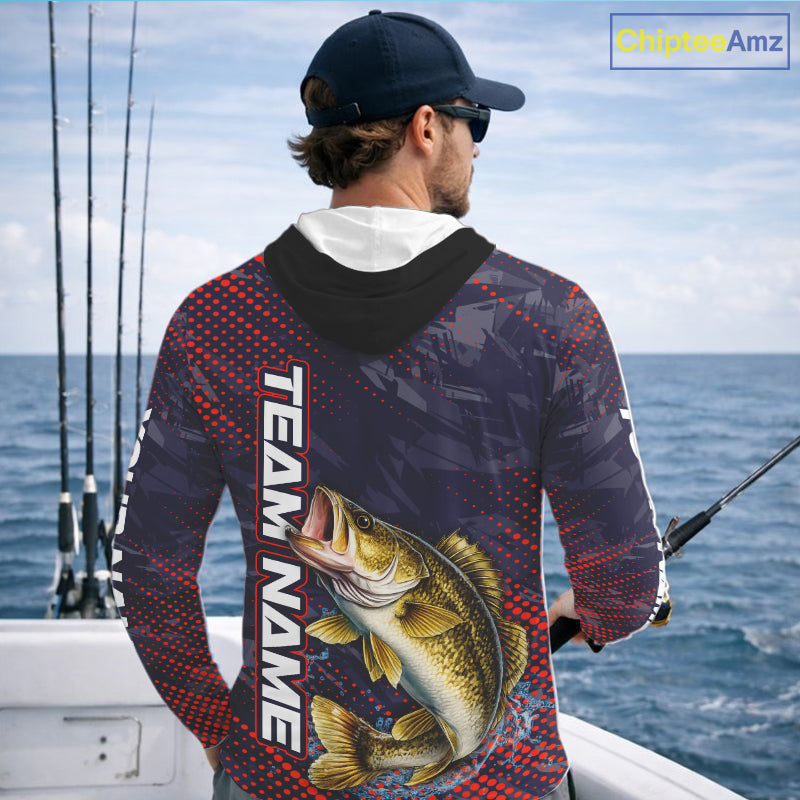 Personalized Walleye Fishing Shirts with Hood Purple Camo, Walleye Fishing Tounament Shirts NBT443