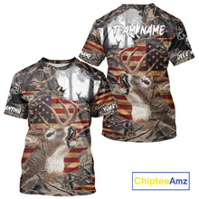 Load image into Gallery viewer, Best Deer Hunting Camo Shirt with Big Buck and US Flag – Hunting Apparel for Men, Hunter Gifts NBT61