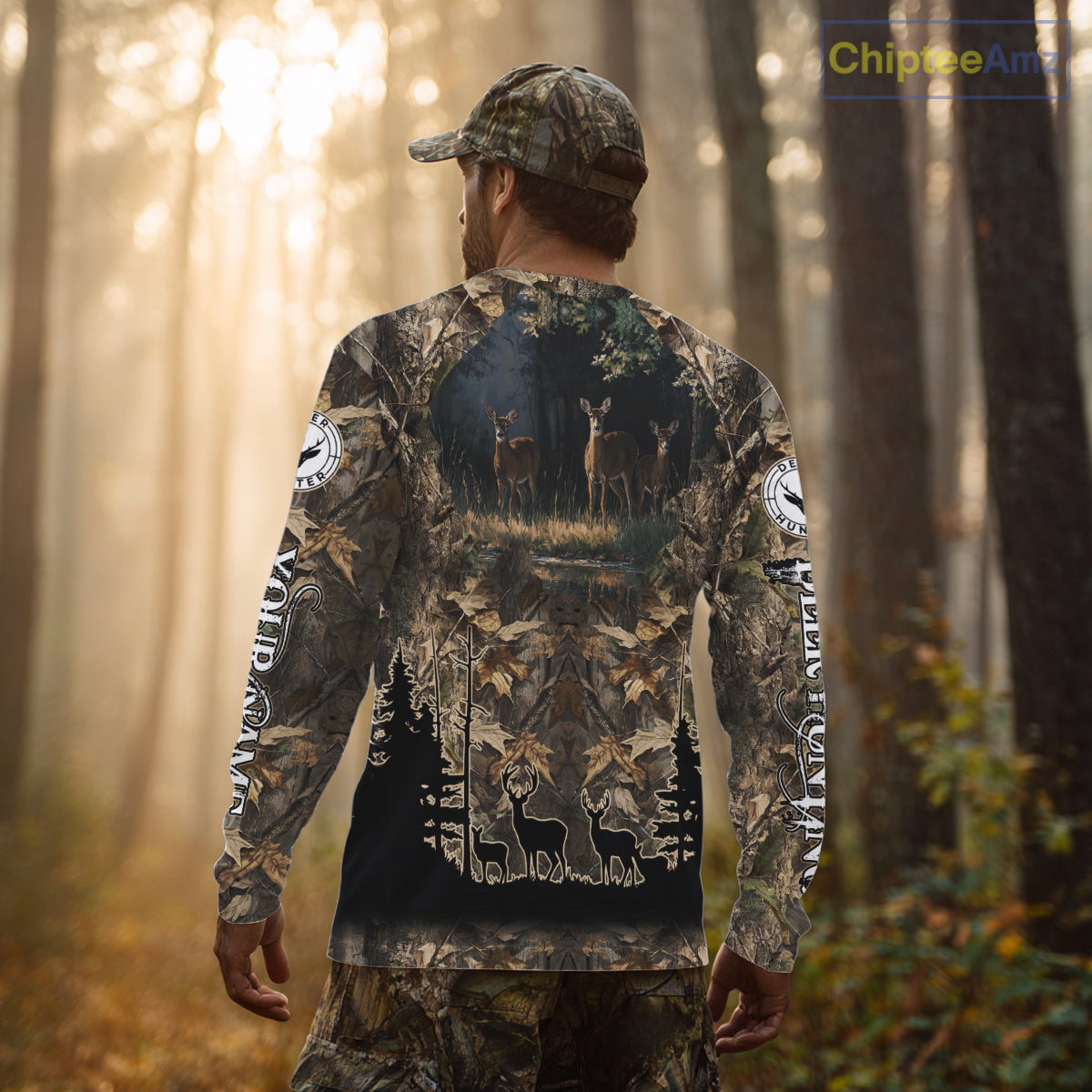 Deer Hunting 3D All Over Print Shirt Custom Brown Fall Season Camo Hunting Clothes NBT322