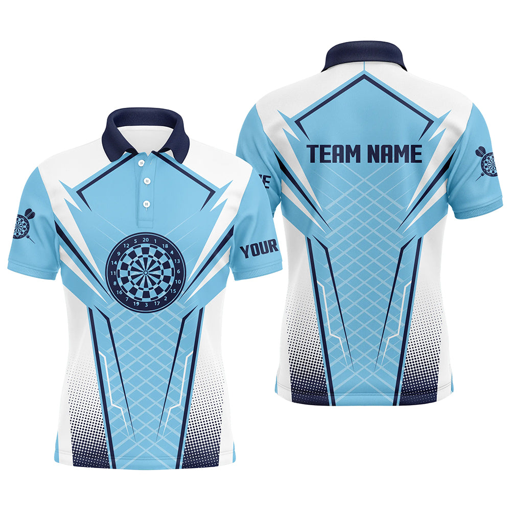 Blue White Mens Darts Polo Shirt Customized Darts Shirt For Men Dart Team Jerseys LDT1437