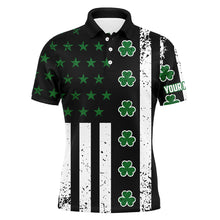 Load image into Gallery viewer, St. Patrick's Day American Flag Mens Golf Polo Shirt Shamrock Clover Patriotic Golf Tops For Men LDT1040